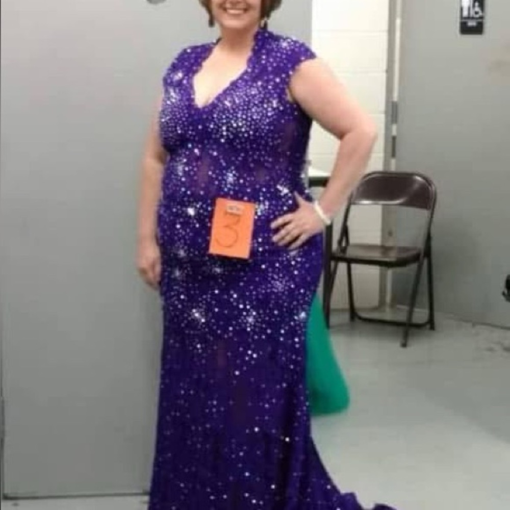 Elegant Purple Sequin Evening Gown